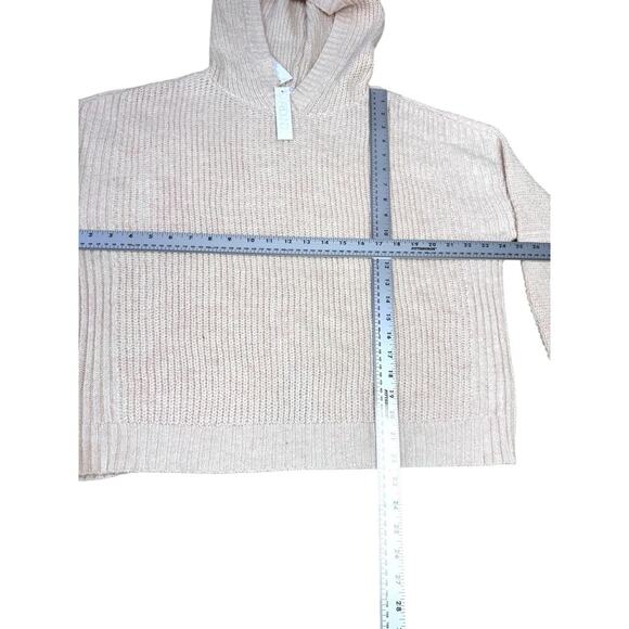 ABOUND Oatmeal Ribbed Knit Hoodie Sweater Women’s L Cozy Neutral Pullover - Picture 3 of 7